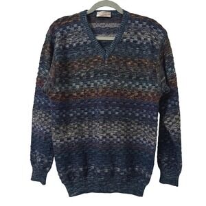 80s NORM THOMPSON Wool Blnd Geometric Sweater Coogi‎ Style Grandpacore Kitschy